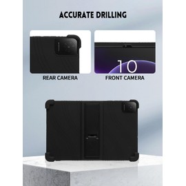 Case for TCL TAB 10 Gen 4 Android Tablet 10.1 Inch (Model 8483A), FJIASTB Soft Silicone Kids Friendly Protective Cover with Adjustable Stand, Drop-Proof (Black)