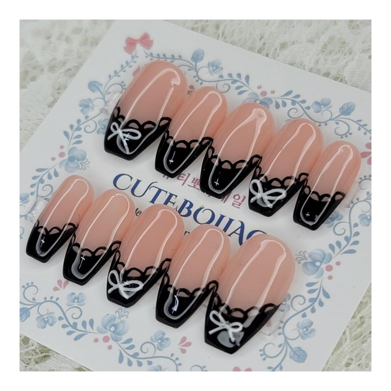 Lace drop handmade nail tip. Pedi tip - Paddy B