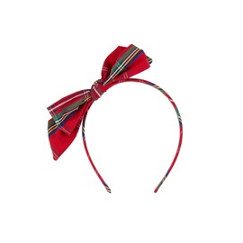 RuffleButts Tis The Season Plaid Skinny Big Bow Headband - One Size