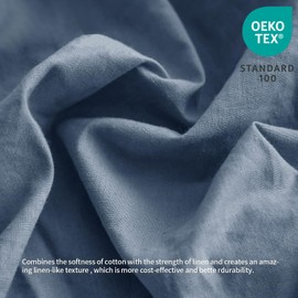 BISELINA French Linen Bed Skirt with Pleated Frills 22-Inch Tailored Drop Natural Flax Cotton Blend Dust Ruffle Soft Cozy Farmhouse Bedding (22" King, Navy Blue)