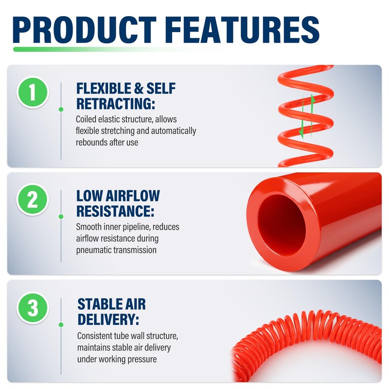 TAILONZ 9M 6x4mm Red PU Coiled Pneumatic Air Hose