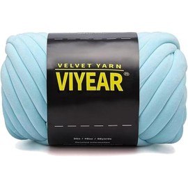 Chunky Yarn for Hand Knitting Blanket Knotted Pillow，Super Soft Vegan Light Blue Velvet Yarn Jumbo Fluffyh Braided Cotton Bulky Giant Yarn for Christmas DIY Home Decoration