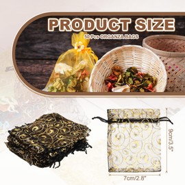 MECCANIXITY Organza Bags, 50Pcs 2.8x3.5 Inch Candy Mesh Bag with Drawstring Jewelry Gift for Party Favor Pouch Christmas Wedding Festival Small Gift, Black