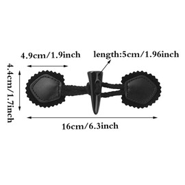 JKJF PU Leather Toggle Buttons Horn Toggle Buttons Resin Sewing Buttons for Coat Duffle Coat Jacket Clothing Craft Decoration - 6 Pairs Black