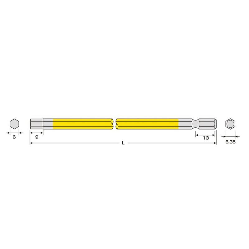 ANEX ACHX-6015 Color Bit Hex Wrench, Single Head, Opposite Side