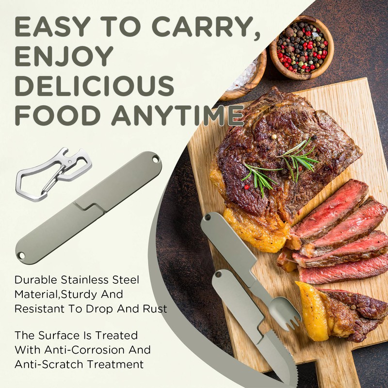 2 in 1 Camping Eating Utensils Set, Respectivem Portable Detachable