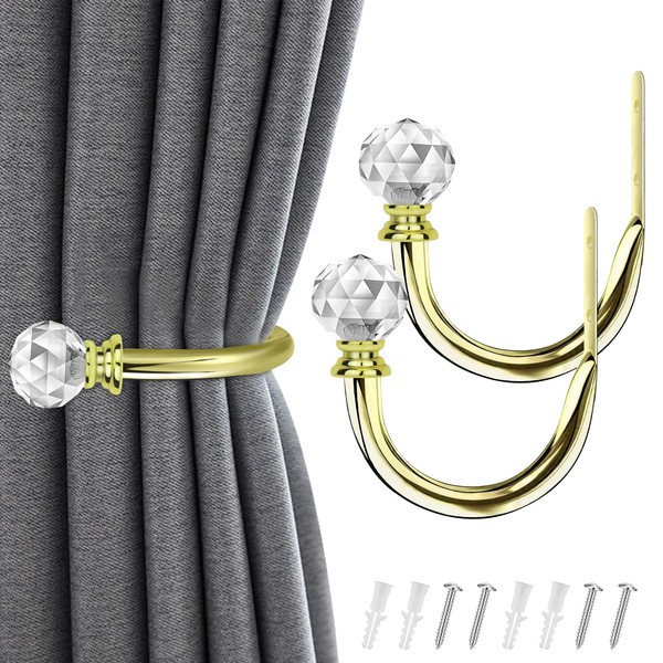 IAGORYUE Curtain Holdbacks 2 Pcs Acrylic Crystal Ball Curtain Tie