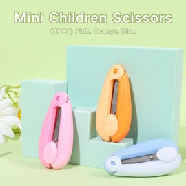 SUQ 3PCS Clippers, Blunt Kids Scissors, Retractable Small Shears for Student, Toddler Craft Cutting Paper, Kids Preschool Training Scissors, Card Packaging