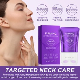 AH-8 Neck Firming Cream,Firming Neck Cream with Roller for Sagging & Tighten, Reduces Wrinkles, Moisturizing Skin, Improves Elasticity, Cosmetic Skin Care Repair (Purple, 120g)