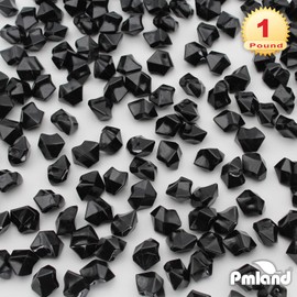 PMLAND 180 Pieces Black Acrylic Ice Rocks – Crushed Fake Ice Gems Decorative Crystal Stones for Vase Filler Wedding Table Scatter Party Centerpiece DIY Crafts Aquarium and Home Décor