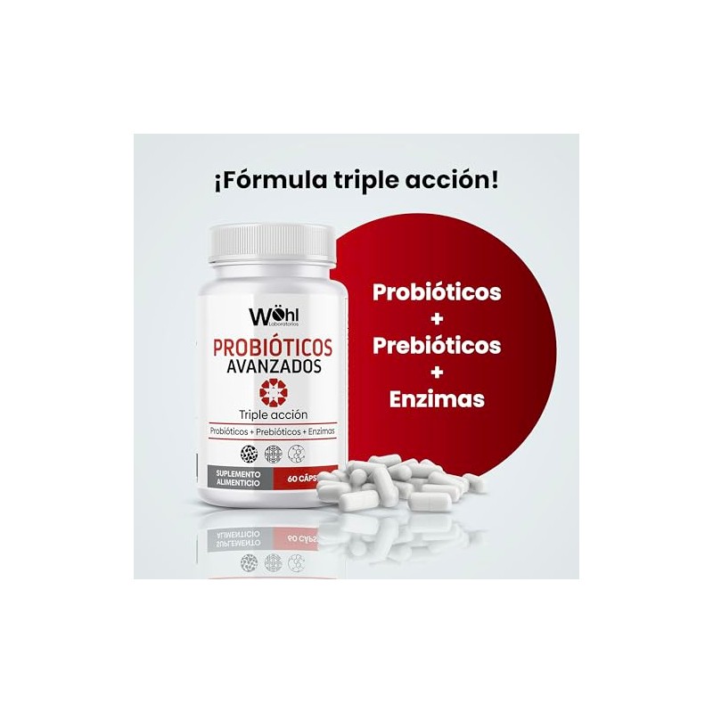 Probiticos Avanzados de Triple Accin (Probiticos Prebiticos Enzimas Digestivas) 60