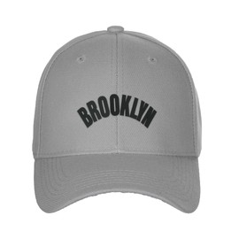 Daxton USA Cities States Baseball Hat Cap Arch Letters, Brooklyn Grey Black