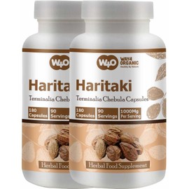 WAY 4 ORGANIC W4O Haritaki Capsules – Terminalia Chebula, 180 Pills, 90 Servings, 1000 mg. Pack of 2.