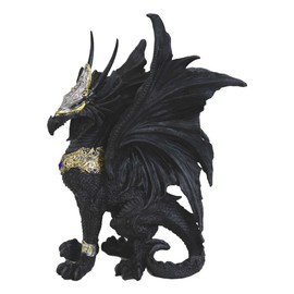 Ebros Blue Sapphire Golden Armored Combat Dragon Standing Guard Statue 9" Tall Home Decor Resin Fantasy Dungeons and Dragons Figurine