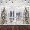 Christmas Winter Backdrop Wonderland Glitter Snowy Forest Pine Tree Background