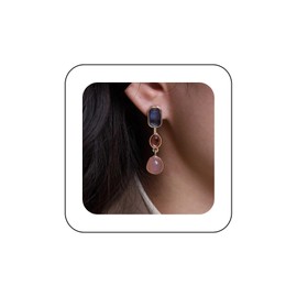 Aneneiceera Vintage Blue Crystal Stud Earrings Clear Crystal Square Earrings Pink Jade Dangle Earrings Punk Sapphire Square Drop Earrings Jewellery for Women and Girls, Zinc