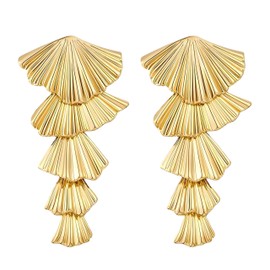 14K Gold Silver Plated Shell Stud Earrings for Women Bohemia Seashell Starfish Statement Earrings Summer Vintage Boho Ocean Sea Earring Fashions Beach Jewelry Gift (Gold)