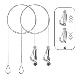 BaraRose Picture Rail Wire Wire Hook Hook Set with Free-Swinging Fittings [2-piece Set Diameter 1.5mm Length 0.5m] Height Adjustable Stainless Wire Rope Anti-Fall Wire Hanging Display DIY Painting