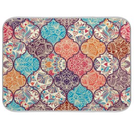 Dish Drying Mat for Kitchen Colorful Boho Moroccan Absorbent Heat Resistant Dishes Drainer Pad 16 x 18 Inch