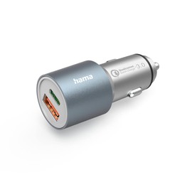 Hama Car Fast Charger, 1x USB-C PD, 1x USB-A QC, 38W Metal