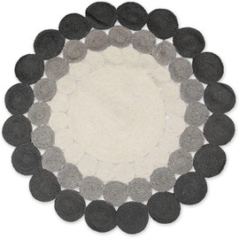 THE PIKKU INTERNATIONAL - Rug Round Jute Hand Woven Circle Design Area Rug Multicolor Carpet (3 X 3 Feet)