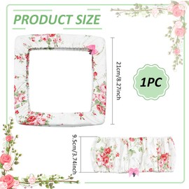 BENECREAT 20 x 20 cm Grime Guard Cross Stitch Embroidery Hoop Cover, Beige Q Snap Frame Cover with Rose, Storage Ideas Cover, Embroidery Kit with Random Pendants for Nurge, Cross Stitch