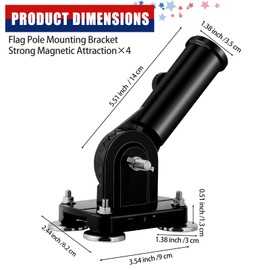 joaoxoko RV Flag Pole Mount – Magnetic Holder for 5th Wheel Hitch, Tool-Free Installation, 180° Adjustable Angle, Heavy-Duty & Weatherproof, Compatible with Camper, Trailer, Truck (1, Black)