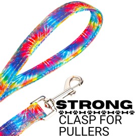 EcoBark Dog Leash - Soft & Reflective Comfort Training Leashes with Padded Handle - Strong Durable Heavy Duty - Training and Pulling for Small, Medium or Large Dogs (Tie Dye)