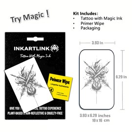 INKARTLINK Semi Permanent Tattoo, Temporary Tattoo, party tattoo, beautiful and realistic design, fun tattoo experience, cruelty-free, non-reflective, waterproof (Ink Art 2)