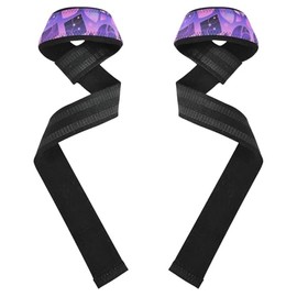 Correas de elevación abstractas irregulares moradas de 26 pulgadas, antideslizantes, para levantamiento de pesas, levantamiento de peso, ejercicio, entrenamiento de fuerza, implementos de gimnasio