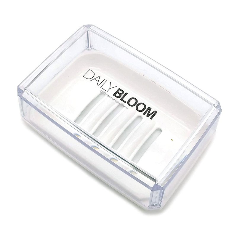 Plastic Soap Dish with Clear Lid Transparent Soap Case Holder