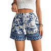 WDIRARA Women's Loose Boho Casual Summer Shorts Floral Print Elastic