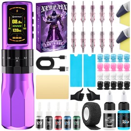 NEDPAIN Adjustable Stroke Wireless Tattoo Pen Kit with Ink and Needles