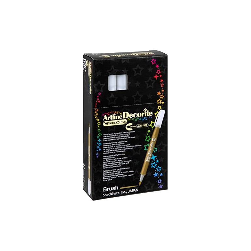 Artline 'Decorite' Gold Brush Marker Pen for Card, Glass, Metal