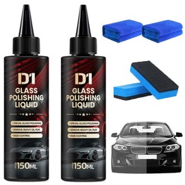 Bianca Glass Polishing Liquid D1, Bomini Car Glass Polishing Compound, Car Compound Windshield Oil Film Remover for Anti-Fog Hydrophobic Coating Spray,Removes Swirls,Scratches,Wiper Marks (2PCS)