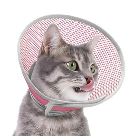 Supet Cat Cone Collar Soft Comfortable Adjustable Waterproof cat recovery collar After Surgery to Stop Licking and Scratch, Alternative to Plastic Elizabeth Head Neck Cone (Rose Pink L)