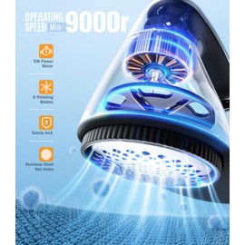 POPCHOSE Fabric Shaver, Rechargeable Lint Remover Defuzzer Sweater Shaver, Fuzz Remover for Clothes, Sweater, Furniture, Couch, Cashmere(Two 6-Leaf Blades Extra, Electrostatic Brush)