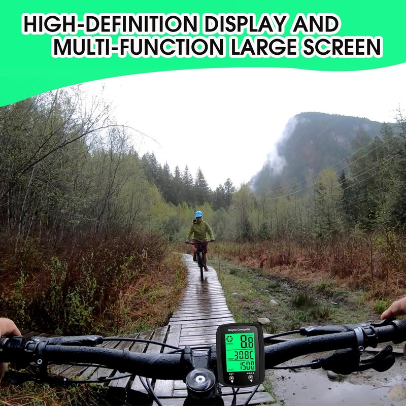Bike Computer, 19 Functions IP54 Waterproof GPS Speedometer Odometer, Wired