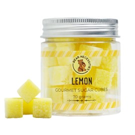 Bear Necessities Gourmet Sugar Cubes – Lemon Infused Sugar Cubes Handcrafted w/ Pure Cane Sugar – Perfect for Tea, Coffee, Cocktails & Sparkling Water – Hostess Gift & Bar Accessory - 70g Jar - About 35 Cubes