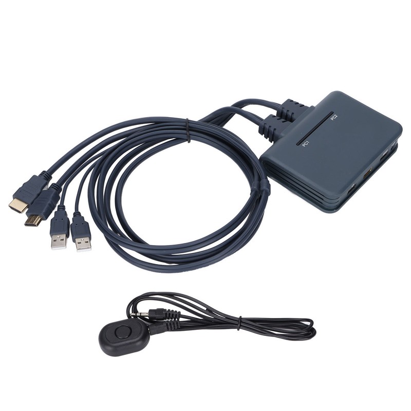 USB KVM Switch 2 Ports Wired HD Multimedia Interface KVM