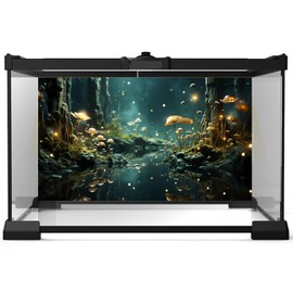 Riivvdise Fantasy Aquarium Background Rock Flowers Tranquil Water Scene Terrarium Backdrop Fantasy Lights Fish Tank Background Reptile Habitat Backdrop Aquarium Poster Wallpaper Decor Vinyl 60x24in