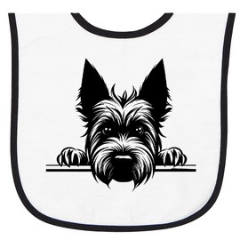 inktastic Peeking Scottish Terrier Baby Terry Cloth Bib White and Black 468f6