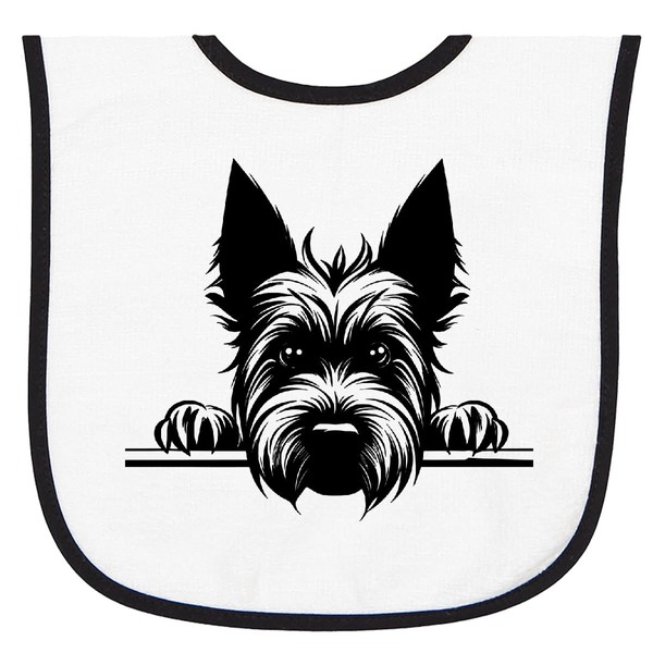 inktastic Peeking Scottish Terrier Baby Terry Cloth Bib White and
