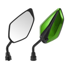 HOPESPANNER Universal Motorcycle Rear View Mirrors Adjustable Bar End Side Mirrors Mount Iron Plastic 1 Set Green M10 Leaf Shape