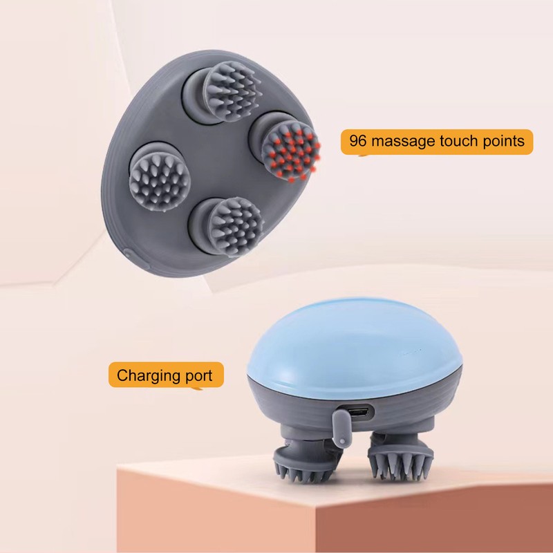 Electric Scalp Massager Cordless Head Massager with 4 Kneading Heads