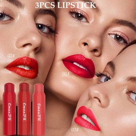 3 Colors Crayon Matte Longwear Lipstick Pack Set, Smooth Color Stick Ultimate Lip Eye Face Crayon for Makeup Collection - Nourishing Lipstick with a Matte Finish Waterproof Velvet Lipgloss Lip Stain