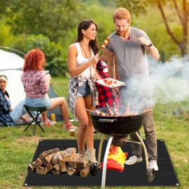 Large 70 x 40 inches Under Grill Mats for Outdoor Grill, Double-Sided Fireproof Grill Pad Mat, Fireproof, Waterproof and Oil Proof Quality BBQ Mat for Deck Patio Lawn