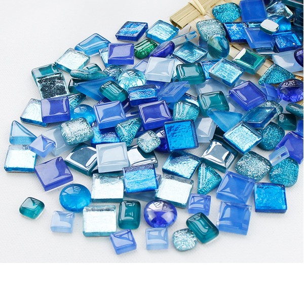 500 Grams Glass Mosaic Tiles, Irregular Crystal Mosaic Tiles for