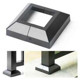 DOOTOO Deck Post Base Covers, Aluminum Post Cover 2.5"x2.5", Split Post Base Trim Skirt for Deck railings, Patios (Black-4pcs)