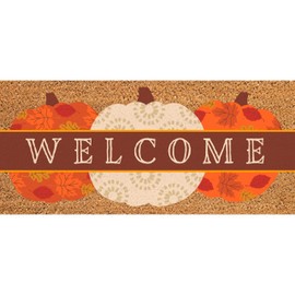Evergreen Flag Fall Coir Sassafras Switch Mat Inserts, Interchangeable Front Door Coir Mat Outdoor & Indoor Entrance, 22 inchx 10 inch Sassafras Fall Doormat for Entryway - Welcome Fall Pumpkins